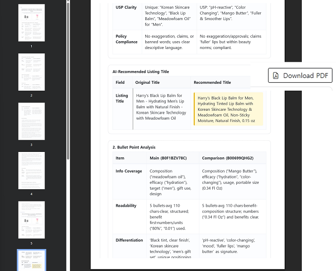 Download a shareable comparison report