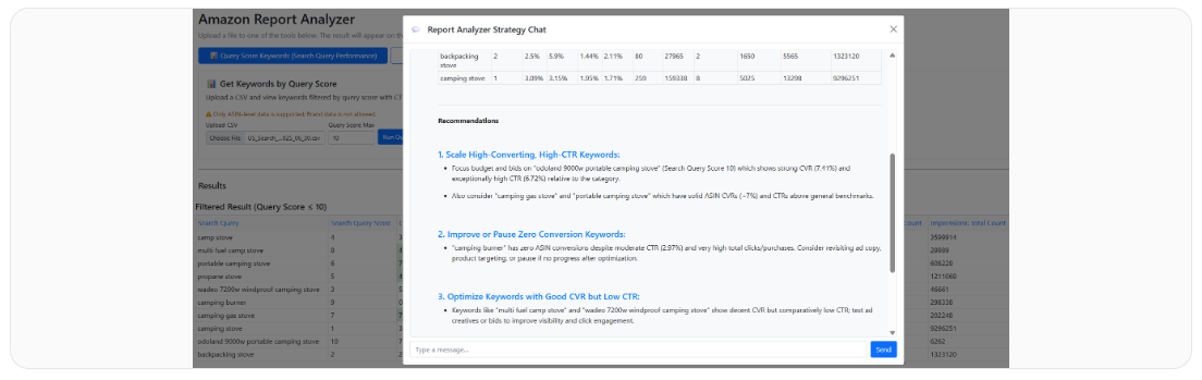 Use the AI chatbot to interpret patterns and next steps