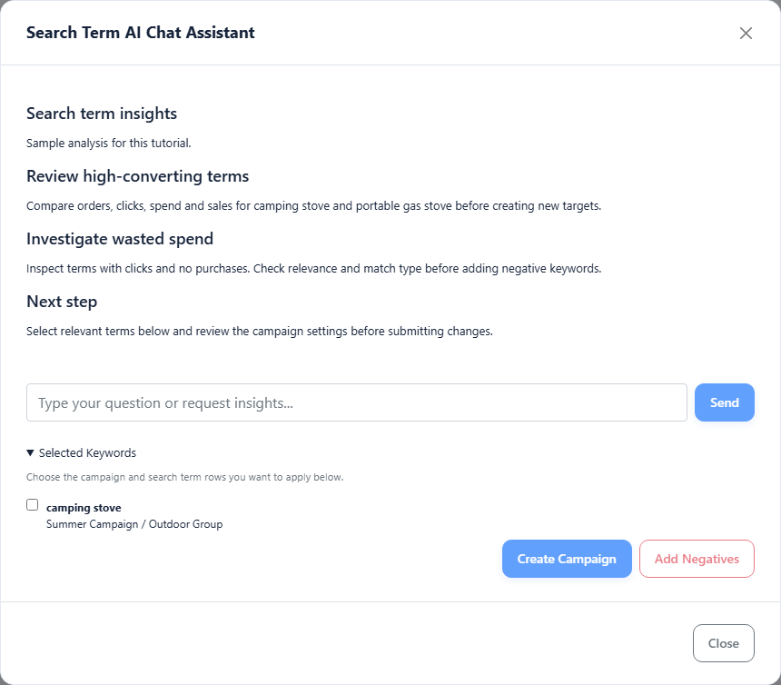Use AI Chat to discover winners, negatives, and trends faster