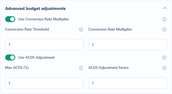 Advanced budget adjustments