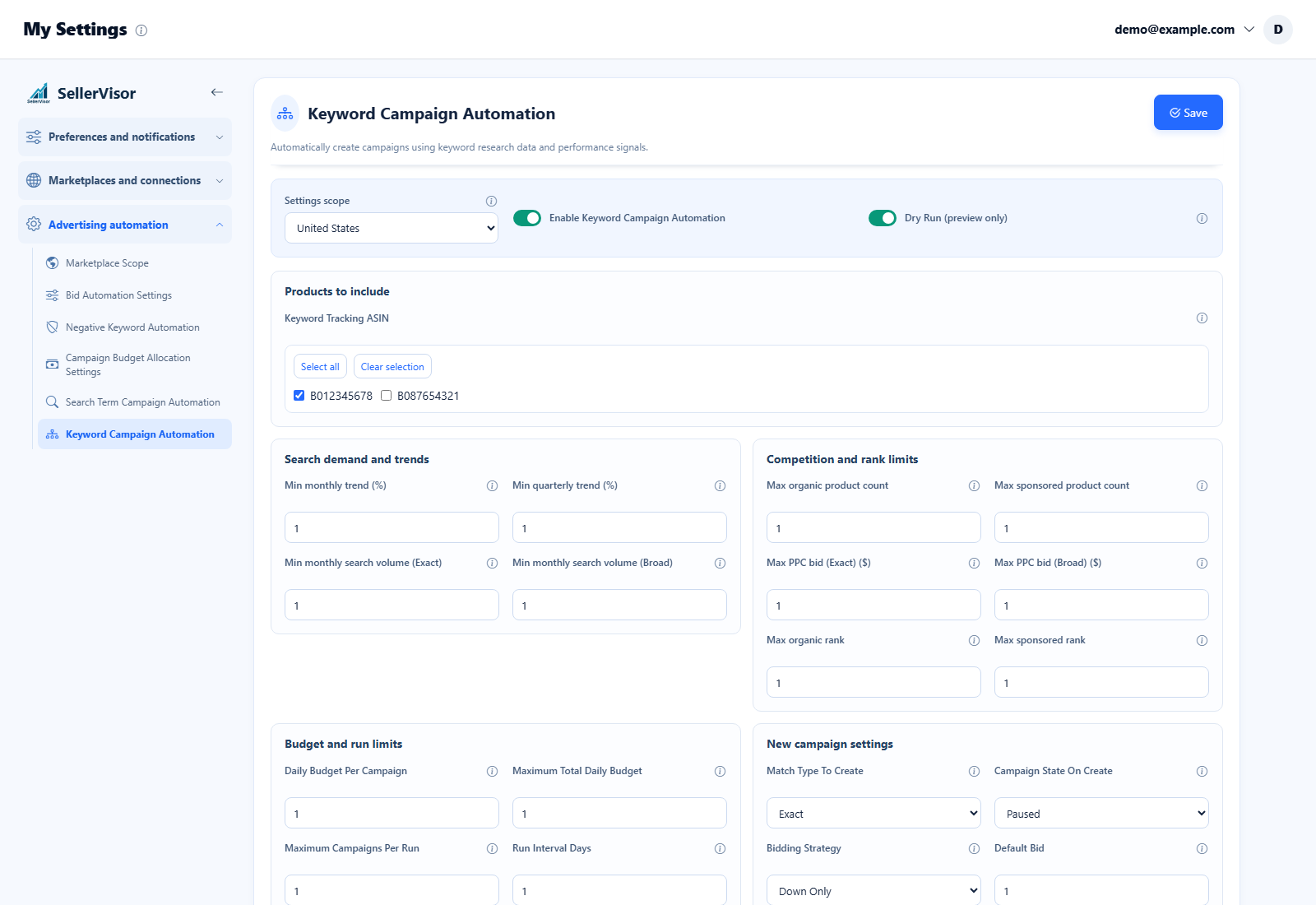 Keyword Campaign Automation