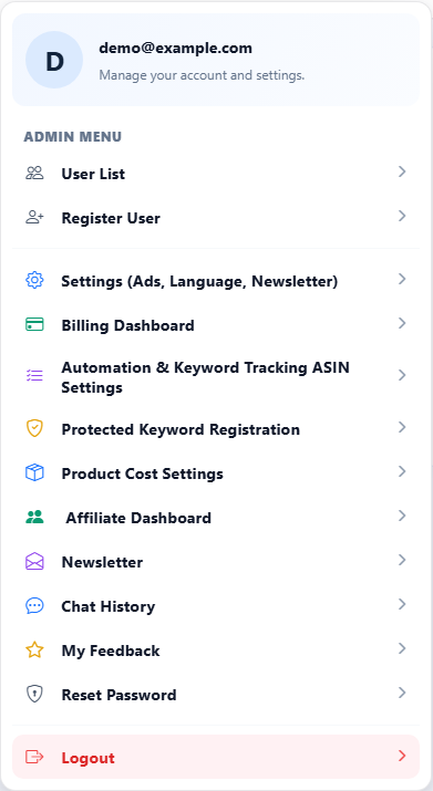 Open Settings — SellerVisor screenshot