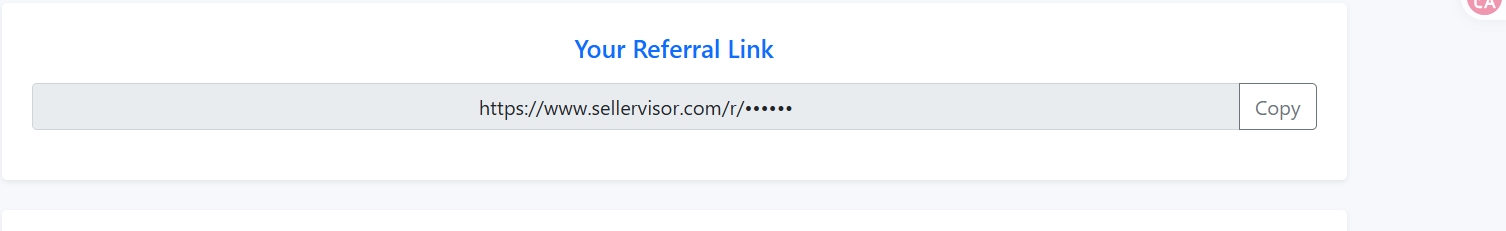 Your Referral Link와 Copy 버튼